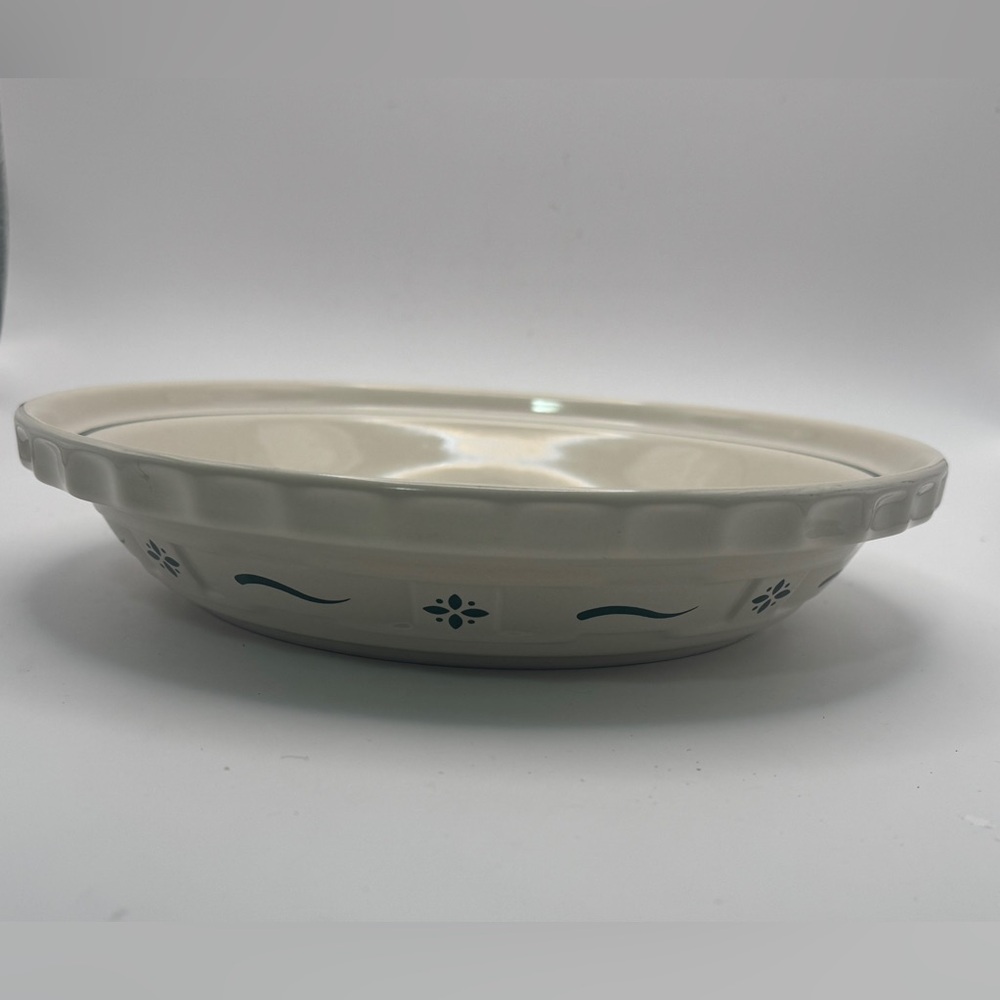 Longaberger Woven Traditions Green 10” Round Pie Dish, Baking Dish Cream
